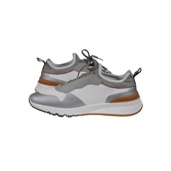 Brunello Cucinelli Panelled Lace Up Sneakers US 10.5 EU 43.5 White Gray Trainer - Picture 9 of 11